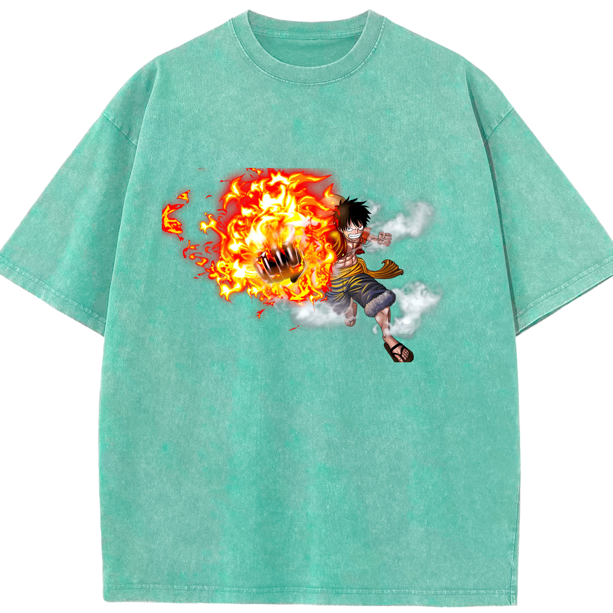 ワンピース モンキー・D・ルフィ ONE PIECE Monkey D. Luffy 綿100% ヴィンテージ風 半袖Tシャツ（フロントプリント）